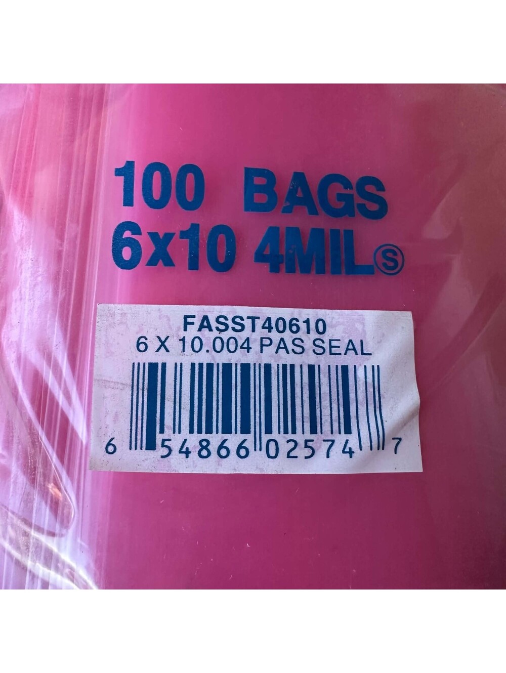 Elkay Pink Anti Static Seal Top Poly Bags 6x10 4 Mil 100 Count FASST40610